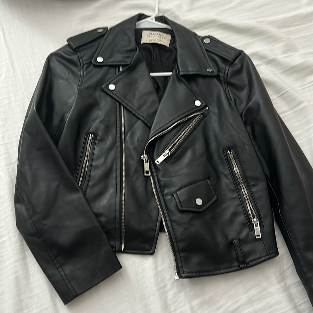 Zara black leather jacket